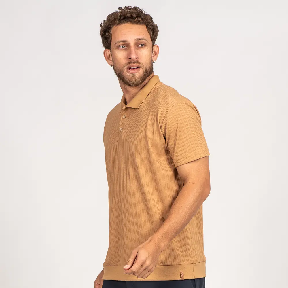 Polo Masculina Manga Curta Texturizada Casual .29081576