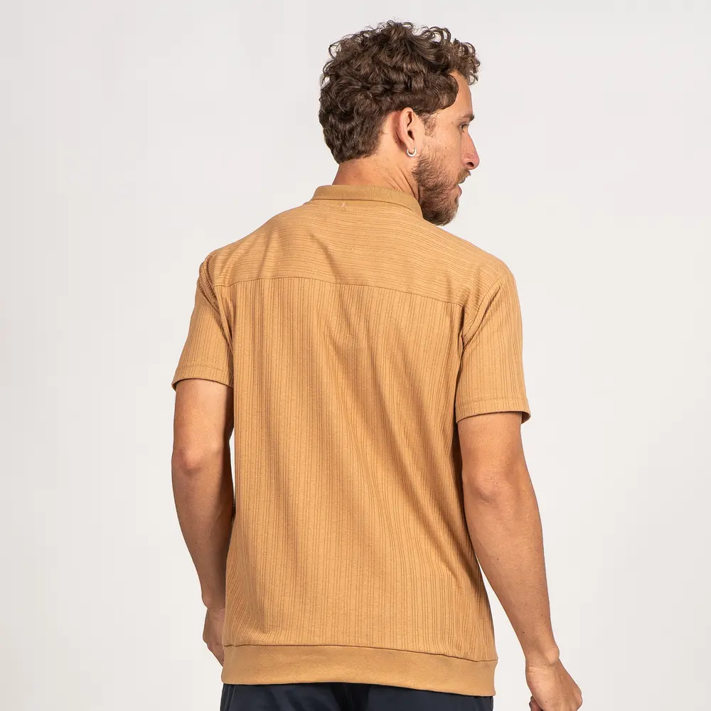 Polo Masculina Manga Curta Texturizada Casual .29081576