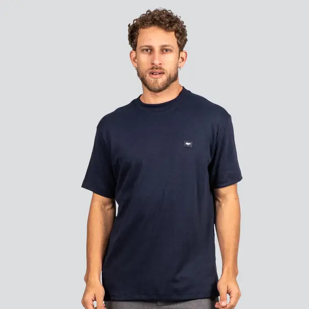 Camiseta Masculina Manga Curta Suedine com Logo Emborrachado .P1641 Marinho