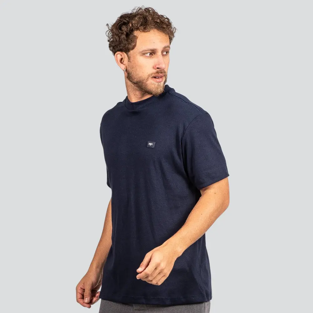 Camiseta Masculina Manga Curta Suedine com Logo Emborrachado .P1641