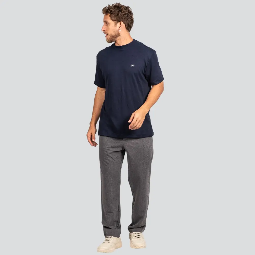 Camiseta Masculina Manga Curta Suedine com Logo Emborrachado .P1641