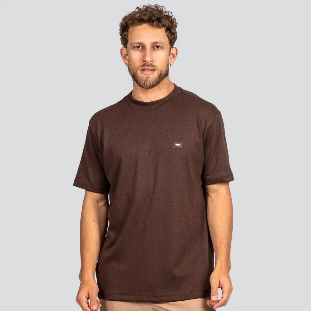 Camiseta Masculina Manga Curta Suedine com Logo Emborrachado .P1641