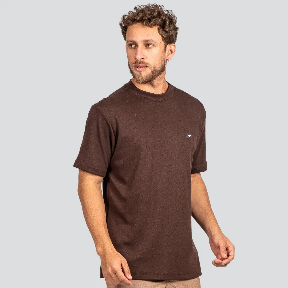 Camiseta Masculina Manga Curta Suedine com Logo Emborrachado .P1641