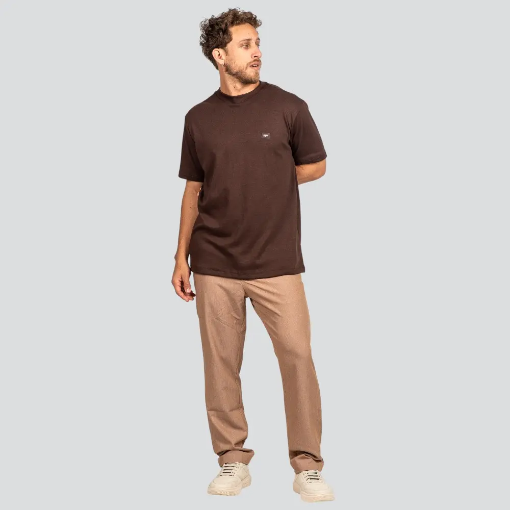 Camiseta Masculina Manga Curta Suedine com Logo Emborrachado .P1641