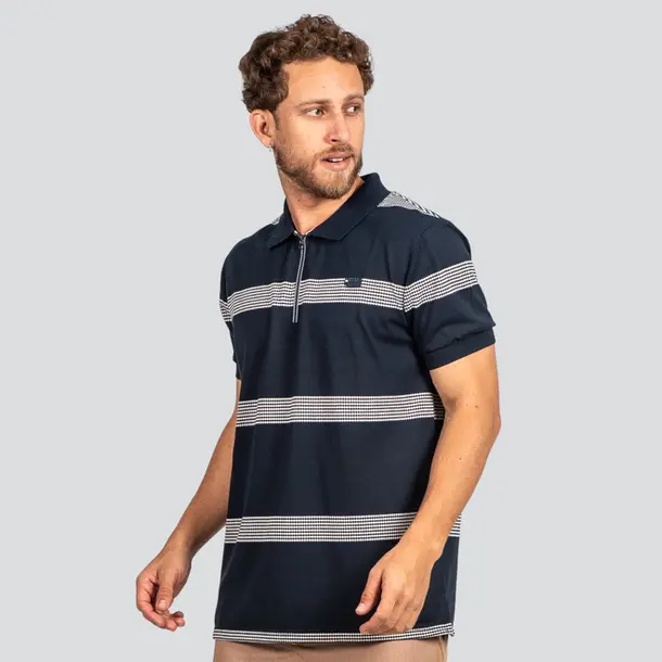 Polo Masculina Manga Curta Listrada com Zíper .29970007 Marinho