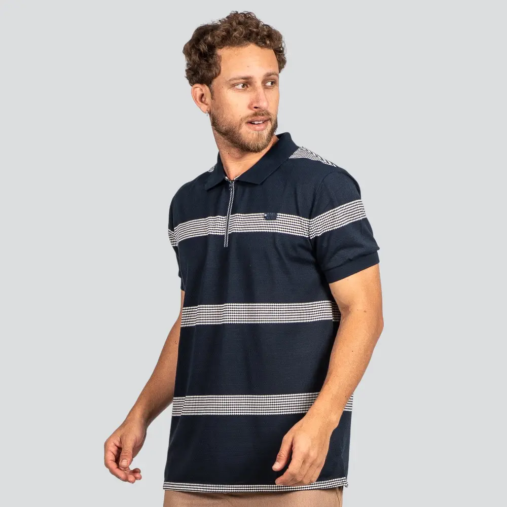 Polo Masculina Manga Curta Listrada com Zíper .29970007