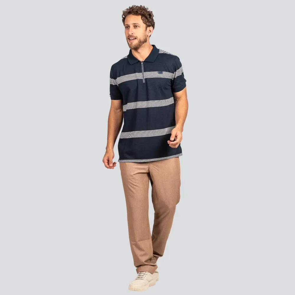 Polo Masculina Manga Curta Listrada com Zíper .29970007