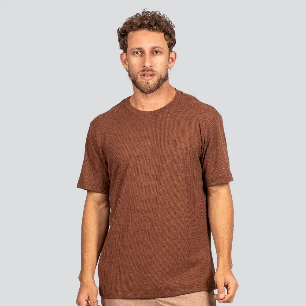 Camiseta Masculina Manga Curta Canelada em Suedine .P1690