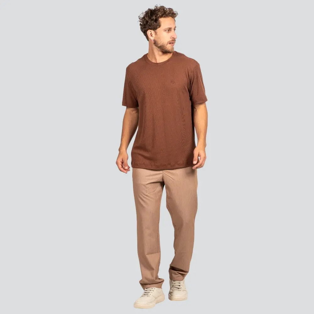 Camiseta Masculina Manga Curta Canelada em Suedine .P1690