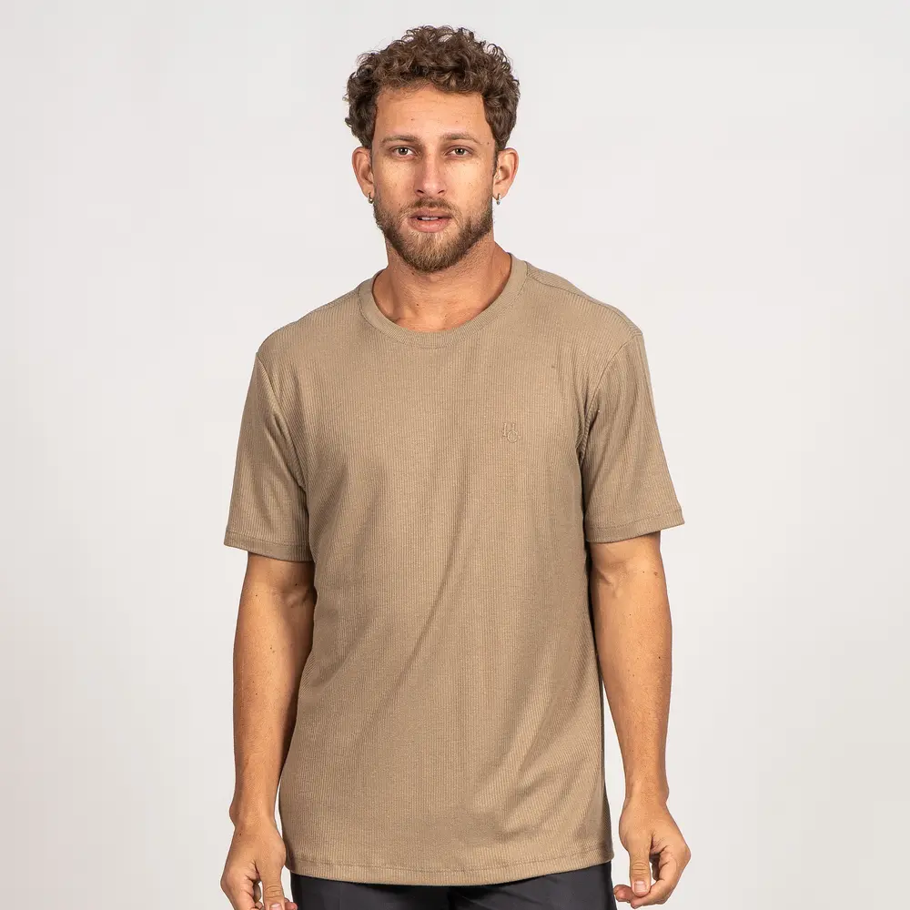 Camiseta Masculina Manga Curta Canelada em Suedine .P1690