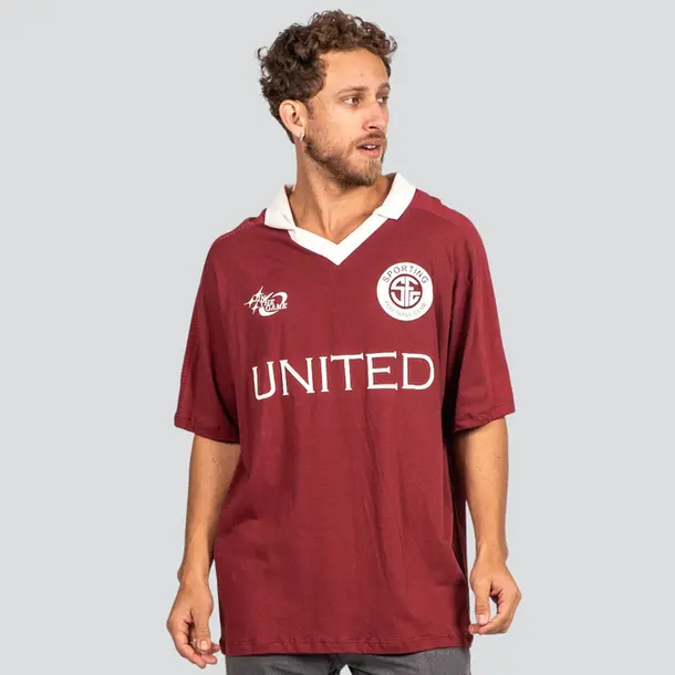 Polo Masculina Manga Curta Box com Estampa Frontal .P2341 Vermelho
