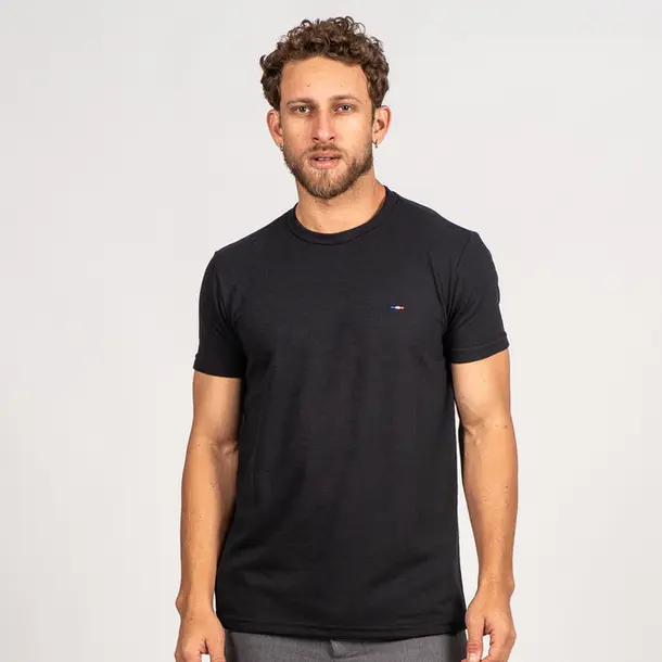 Camiseta Masculina Manga Curta Atoalhada Básica .9609 Preto