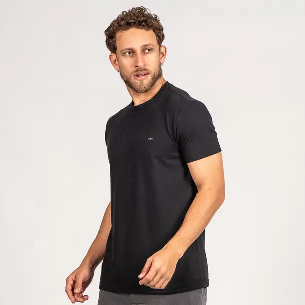 Camiseta Masculina Manga Curta Atoalhada Básica .9609 Preto