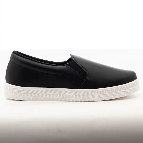 Tênis Slip On Feminino Casual com Solado Branco .4329100 Napa Preto