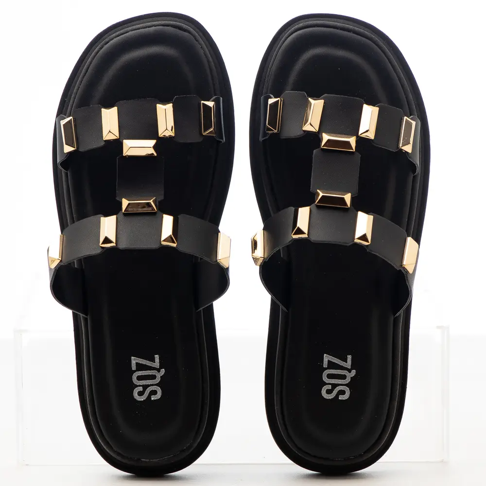 Tamanco Flat Feminino Casual com Detalhe Metal .1651THP5