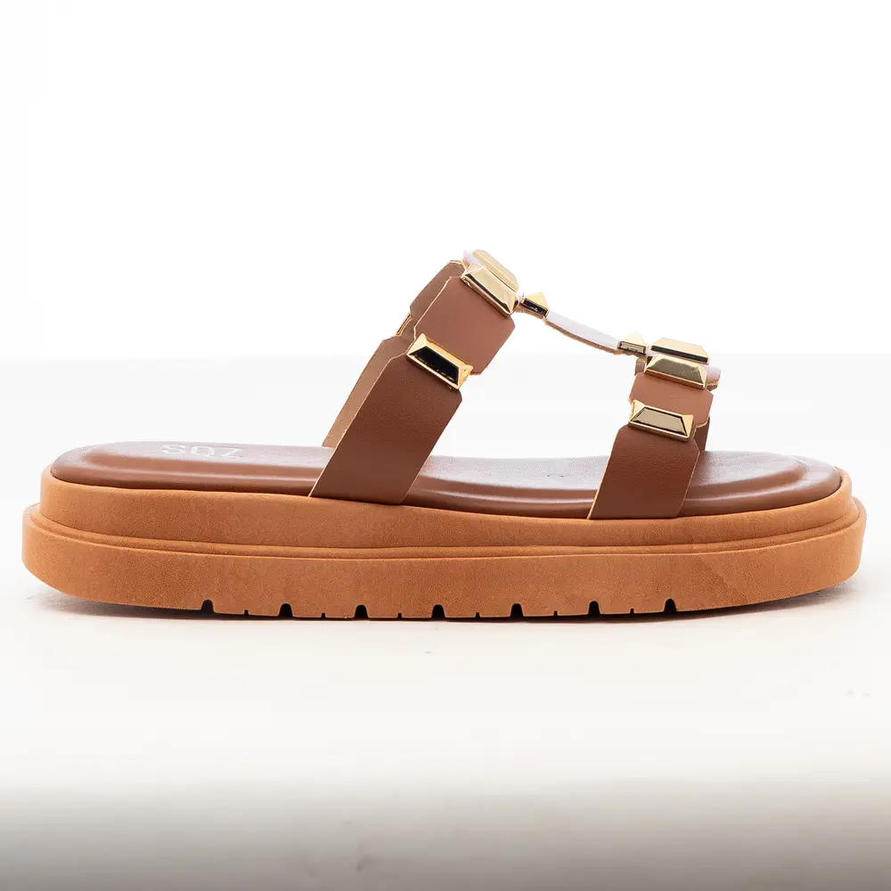 Tamanco Flat Feminino Casual com Detalhe Metal .1651THP5
