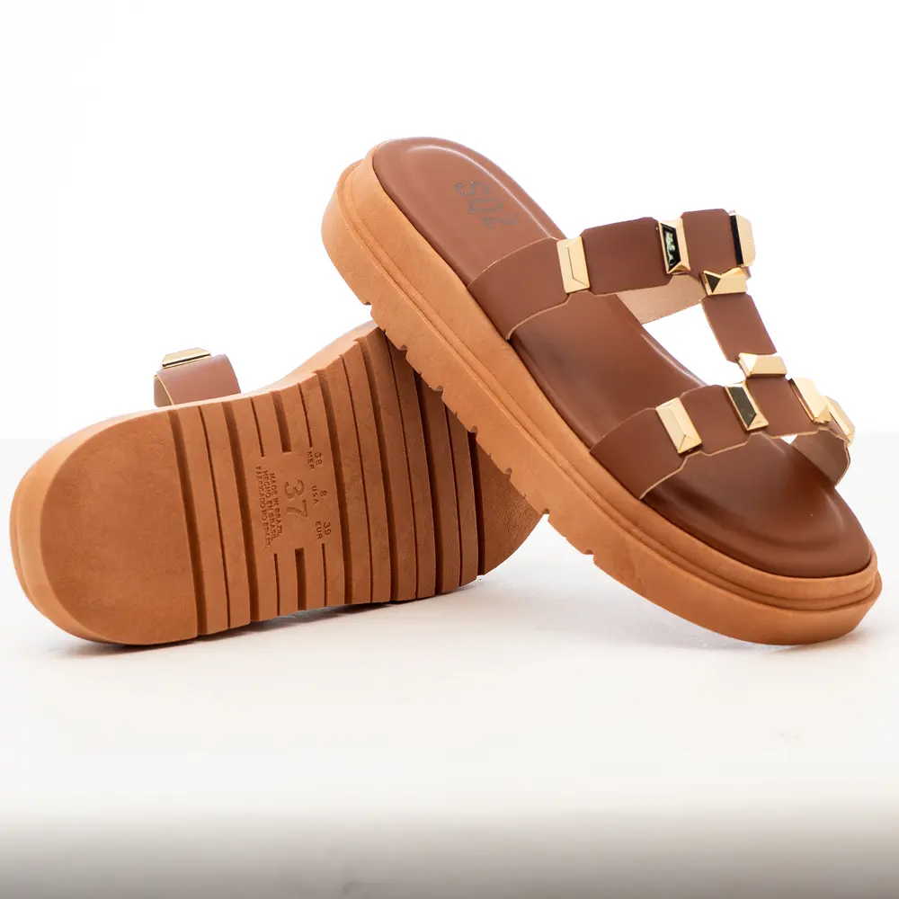 Tamanco Flat Feminino Casual com Detalhe Metal .1651THP5
