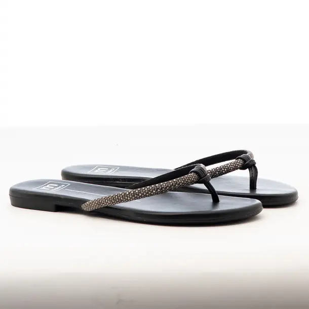 Tamanco Rasteiro Feminino com Strass .5557103 Black Diamond/Preto