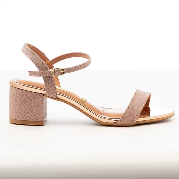 Sandália Feminina Salto Baixo com Fivela .6291900 Ouro Rosado