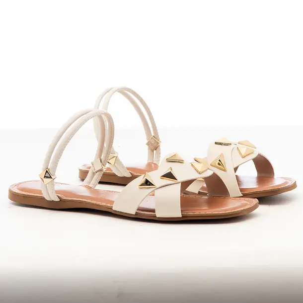 Sandália Rasteira Feminina Squizz .1582RQ1 Off White/Ouro Ligth