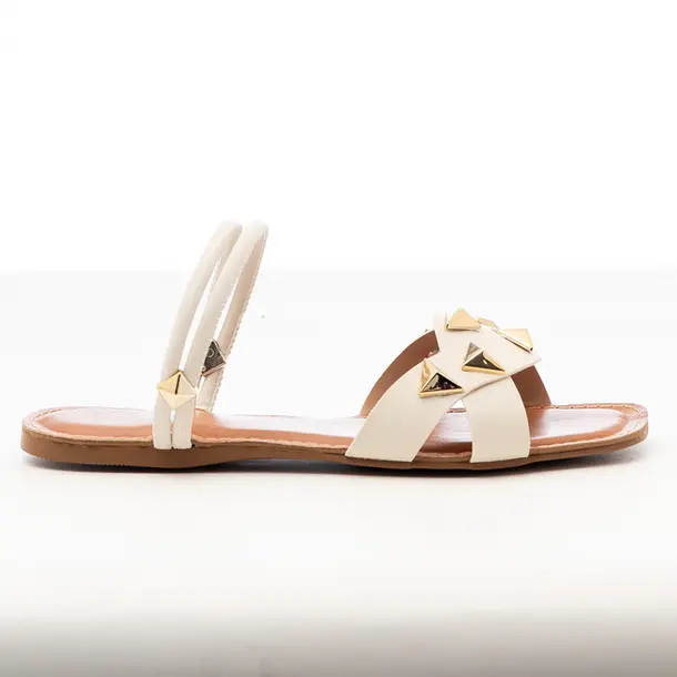 Sandália Rasteira Feminina Squizz .1582RQ1 Off White/Ouro Ligth