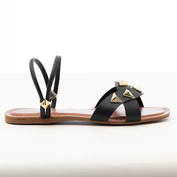 Sandália Rasteira Feminina Squizz .1582RQ1 Preto/Ouro Ligth
