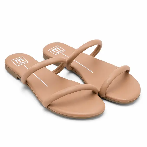 Tamanco Rasteira Feminino Tiras Minimalistas .5557100.28542 Napa Nude