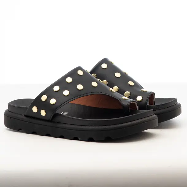 Tamanco Flat Feminino Plataforma Tratorada .6510117 Pelica Preto