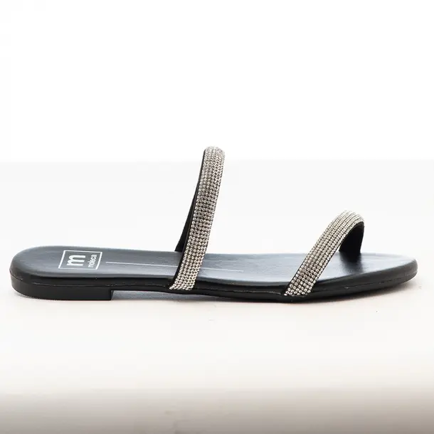 Tamanco Rasteiro Feminino Strass .5557100 Cristal Preto