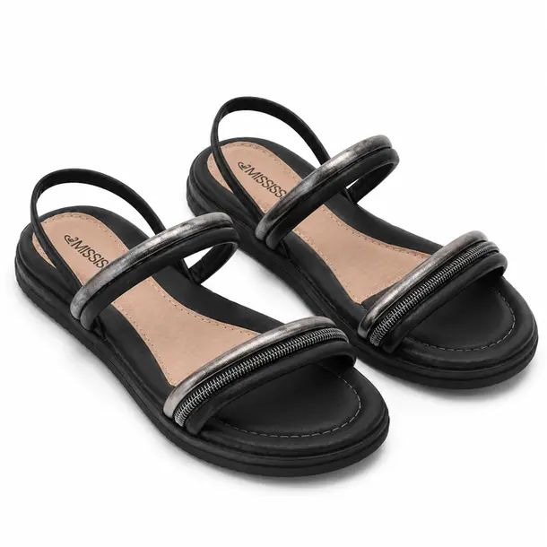Sandália Feminina Flatform Confortável Minimalista .ME353 Preto