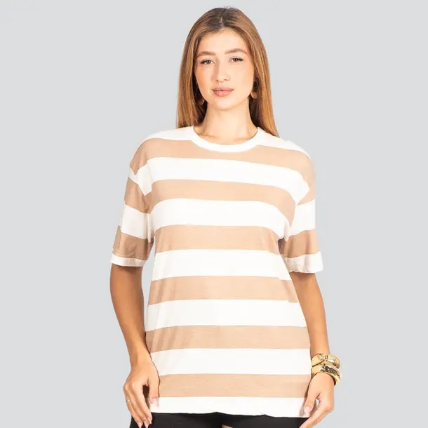 Blusa Feminina Manga Curta Oversized Cotton Leve .617207 Chocolate