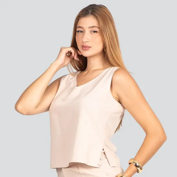 Regata Feminina Alça Larga em Viscose CJ023RB Natural