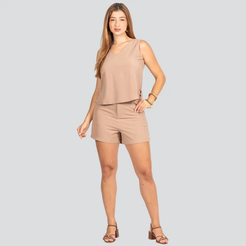 Regata Feminina em Linho com Alça Larga .CJ020R