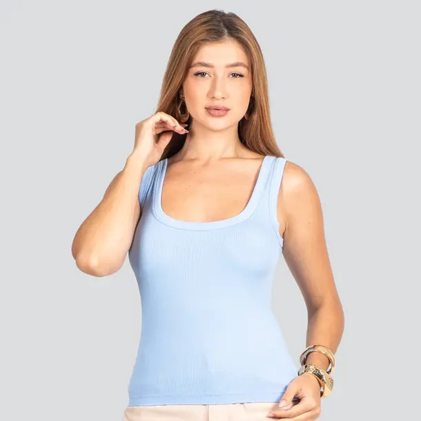 Regata Feminina Canelada em Poliamida .9009193 Azul Claro