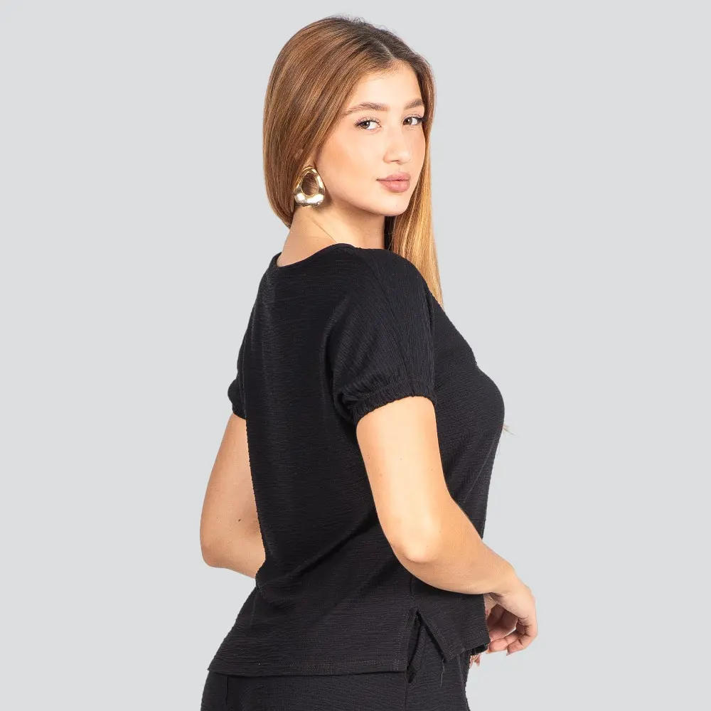 Blusa Feminina Manga Curta Crepe Elise .8092