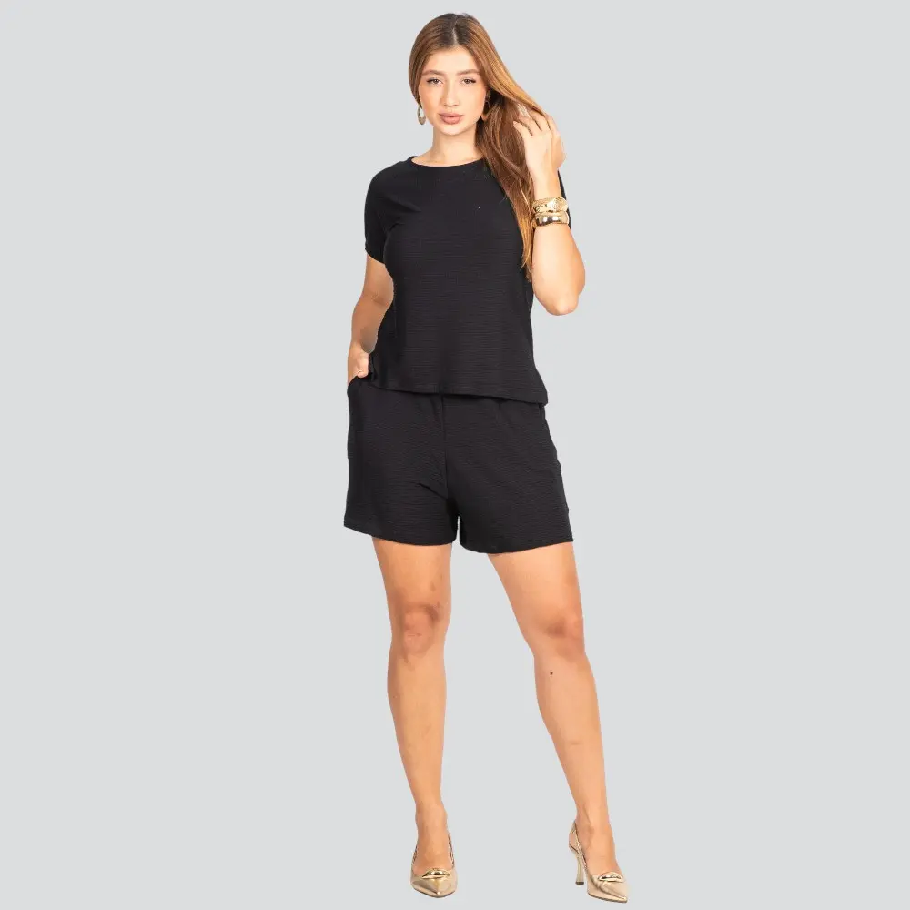 Blusa Feminina Manga Curta Crepe Elise .8092