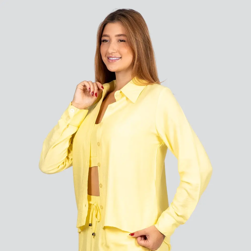 Camisa Feminina Manga Longa Crepe .3081CM
