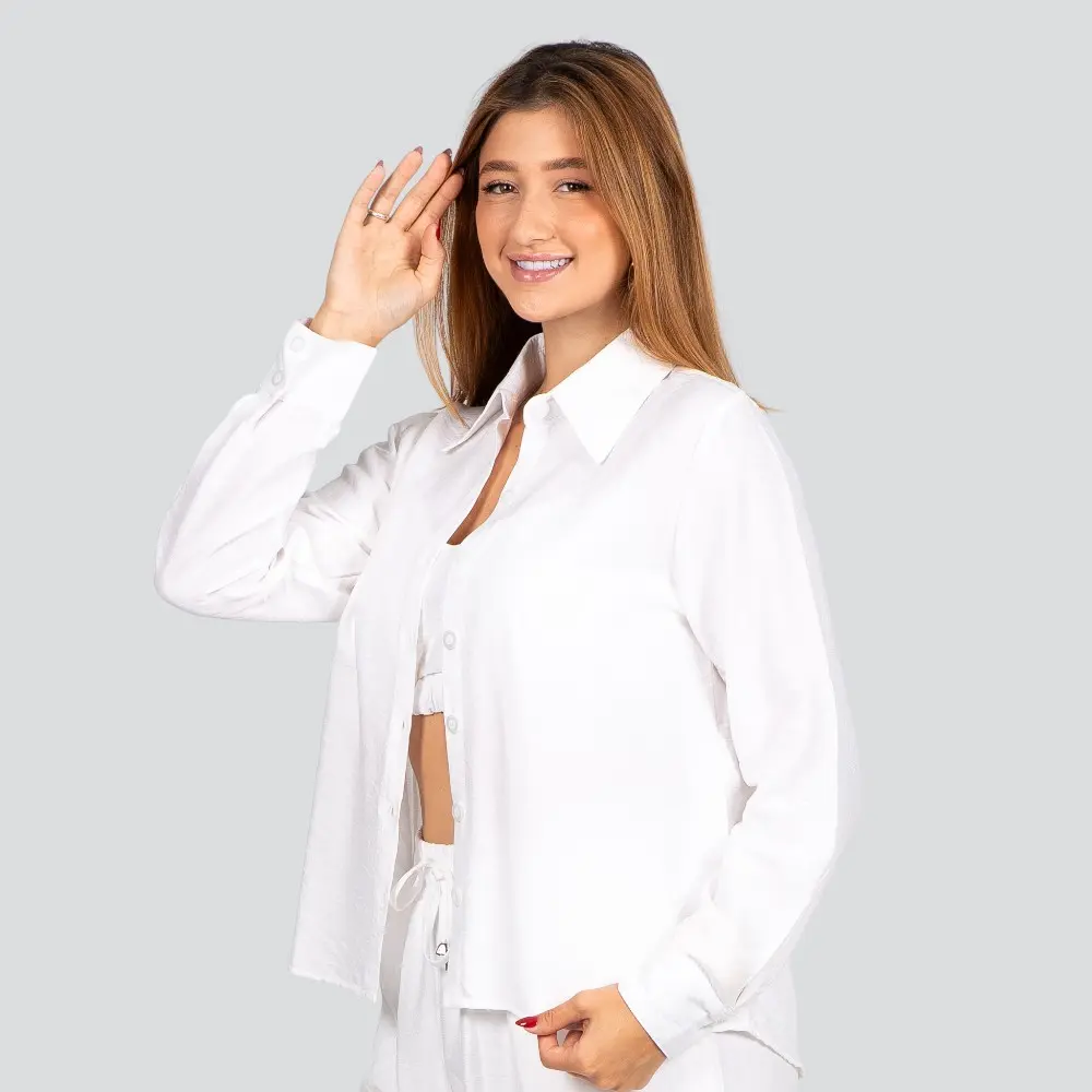 Camisa Feminina Manga Longa Crepe .3081CM