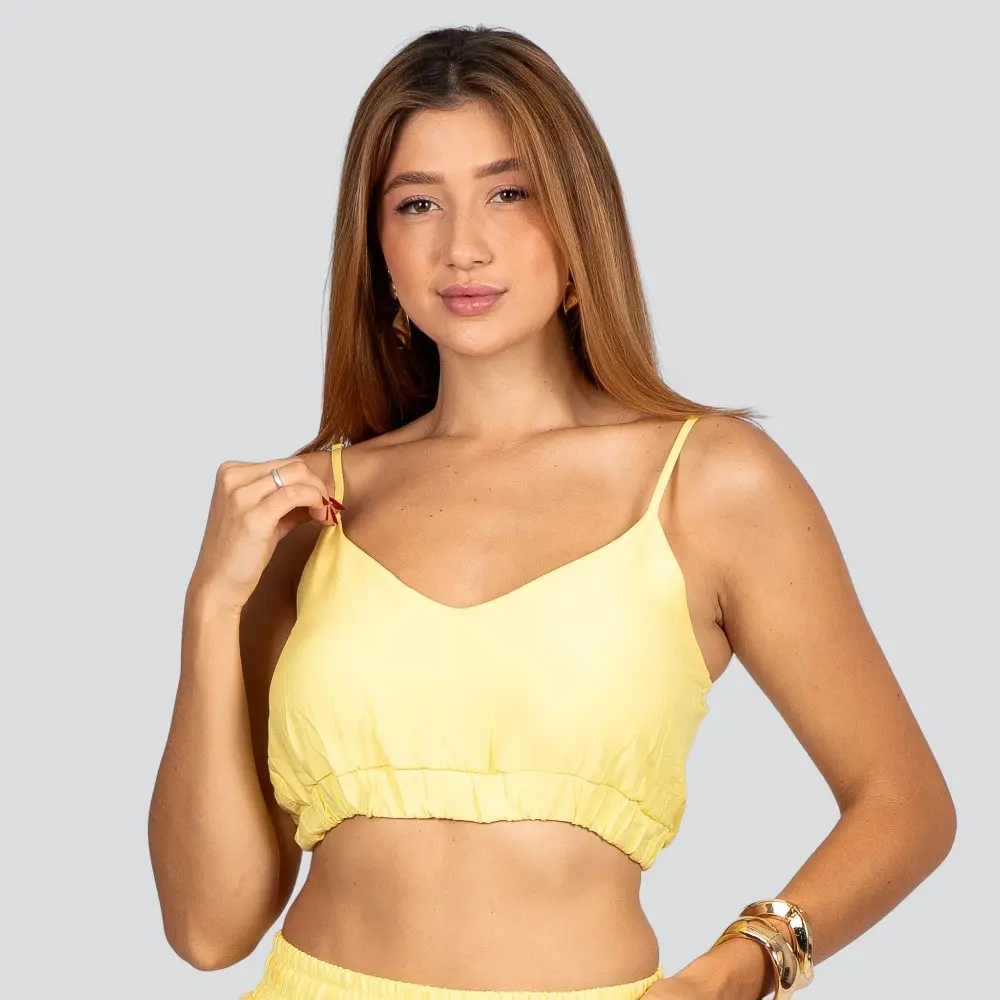 Cropped Feminino Alça Fina Crepe .3081CP