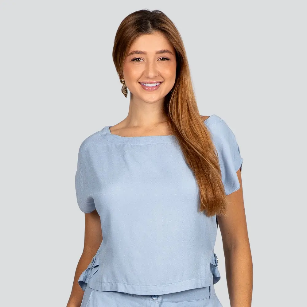 Blusa Feminina Manga Curta Crepe .3085B