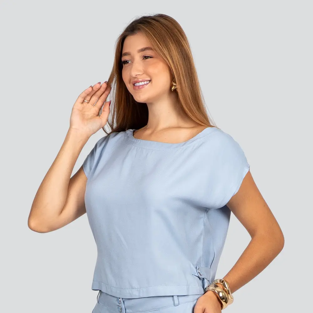 Blusa Feminina Manga Curta Crepe .3085B