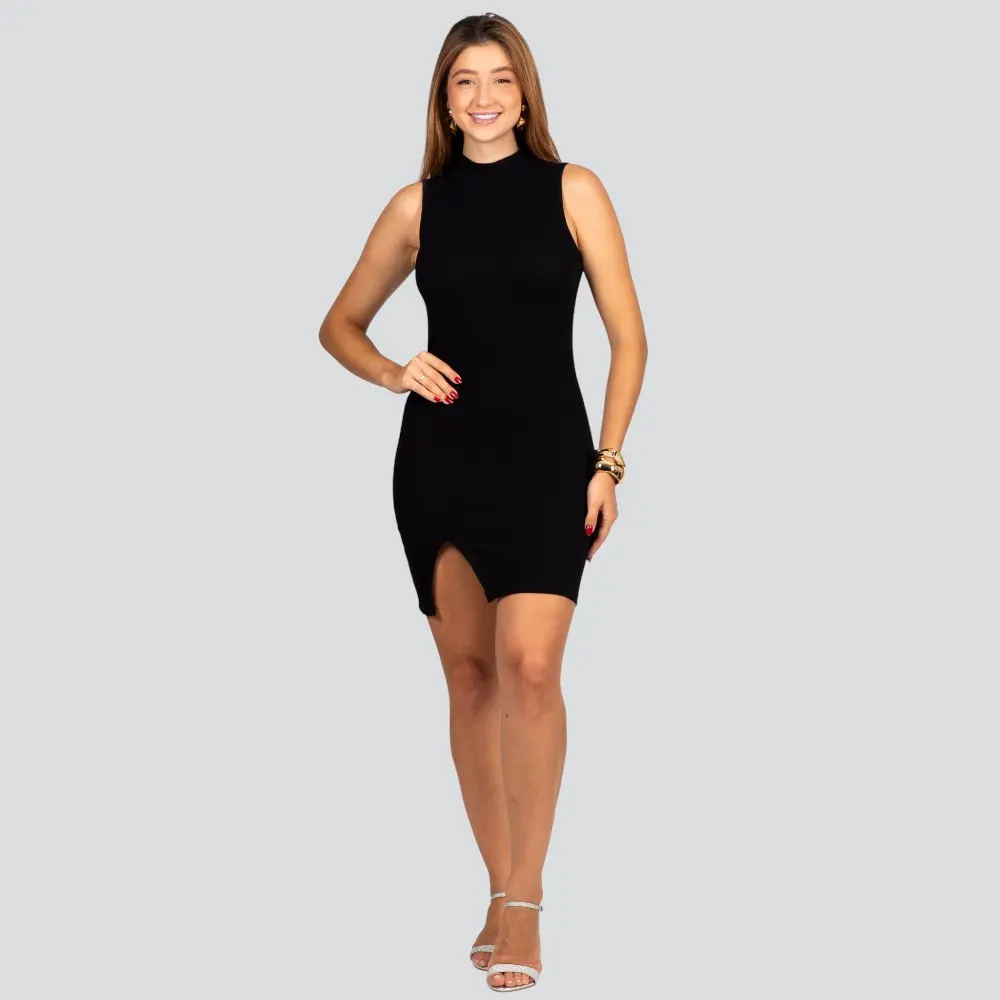 Vestido Feminino Midi Regata Gola Alta Ribana .8130