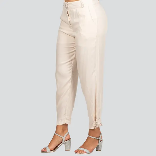 Calça Feminina Cenoura Crepe .3085C Bege
