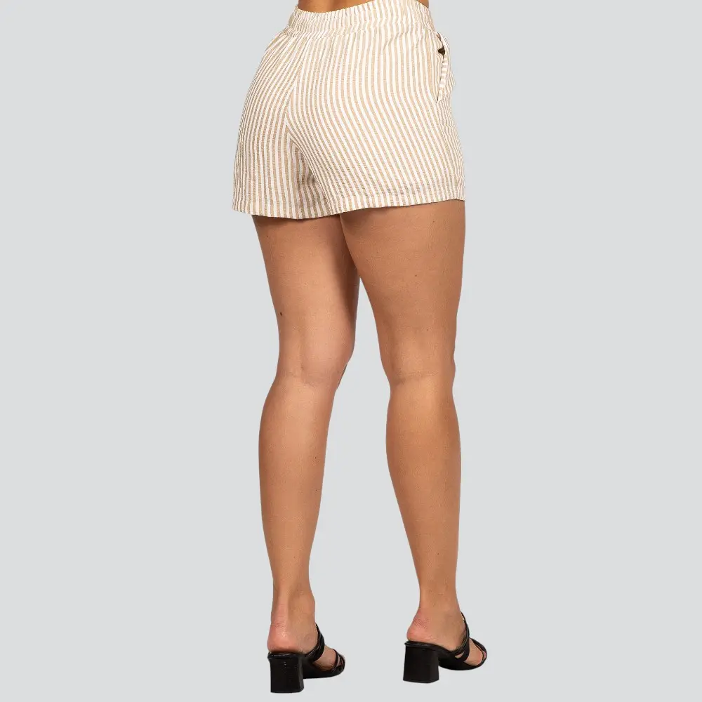 Shorts Feminino com Elástico no Cós e Cordão Listrado .52222