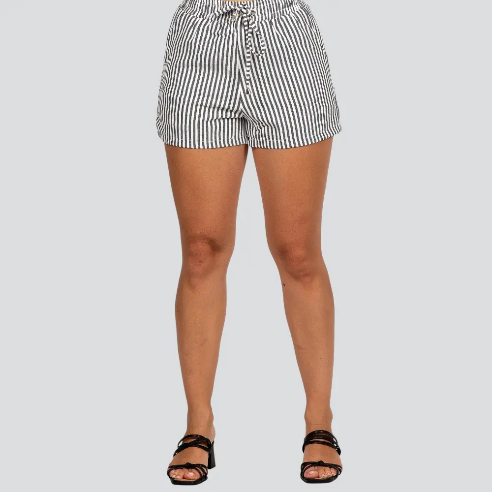 Shorts Feminino com Elástico no Cós e Cordão Listrado .52222