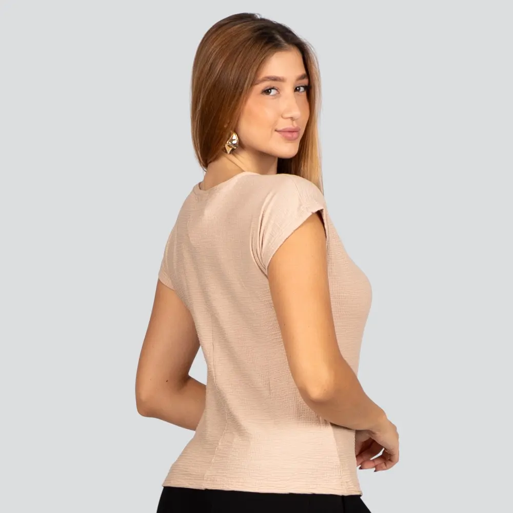 Blusa Feminina Manga Curta Gola V Crepe Elise .8209-V