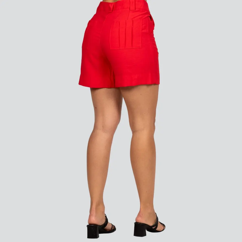 Bermuda Feminina Alfaiataria com Bolso Nervuras .52287