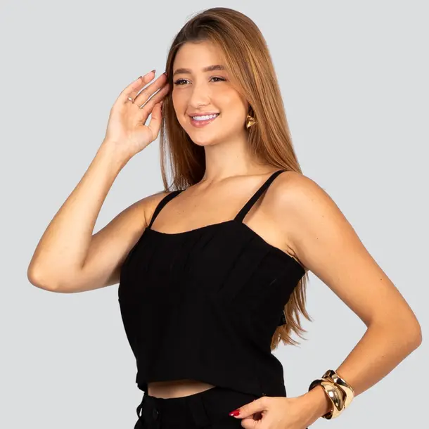 Regata Feminina com Alça Regulável e Nervuras no Busto .52288 Preto