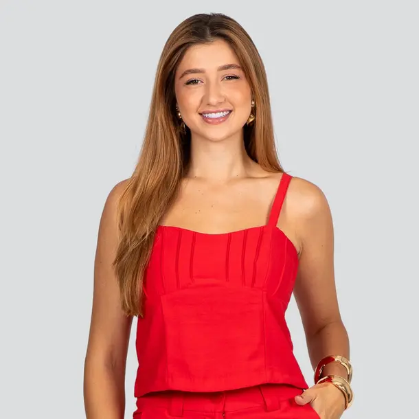 Regata Feminina com Alça Regulável e Nervuras no Busto .52288 Vermelho