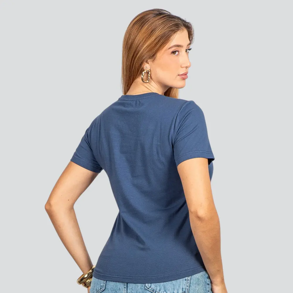 Blusa Básica Manga Curta em Algodão .91009302